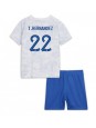 Frankreich Theo Hernandez #22 Auswärts Trikotsatz für Kinder WM 2022 Kurzarm (+ Kurze Hosen)
